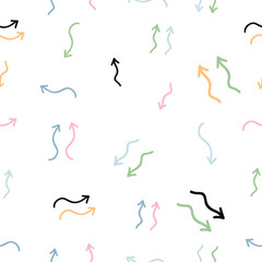 Color arrows seamless pattern. Hand drawn  symbol. Trendy vector abstract pieces. Hand drawn modern design for card, print on clothes. Doodle stock illusration perfect for textile prints, kids design
