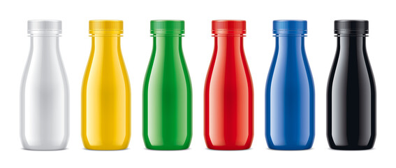 Set of Colored Plastic Bottles. Non-transparent version. 