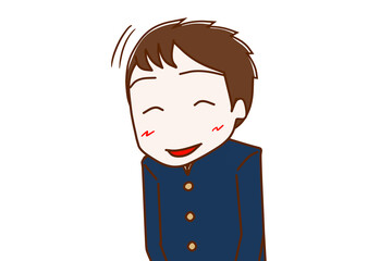 にっこりとお辞儀をする男子学生
