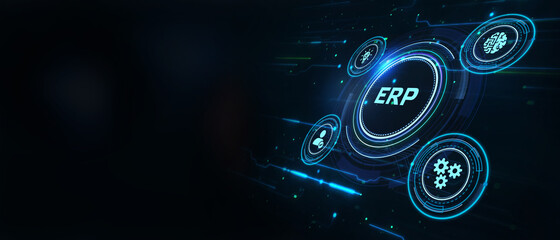 Business, Technology, Internet and network concept. Enterprise Resource Planning ERP corporate company management.