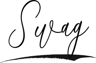 Swag Cursive Typography Black Color Text on White Background