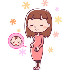 赤ちゃんを想う妊婦（全身）