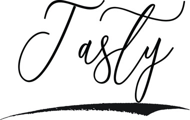 Tasty Cursive Typography Black Color Text on White Background