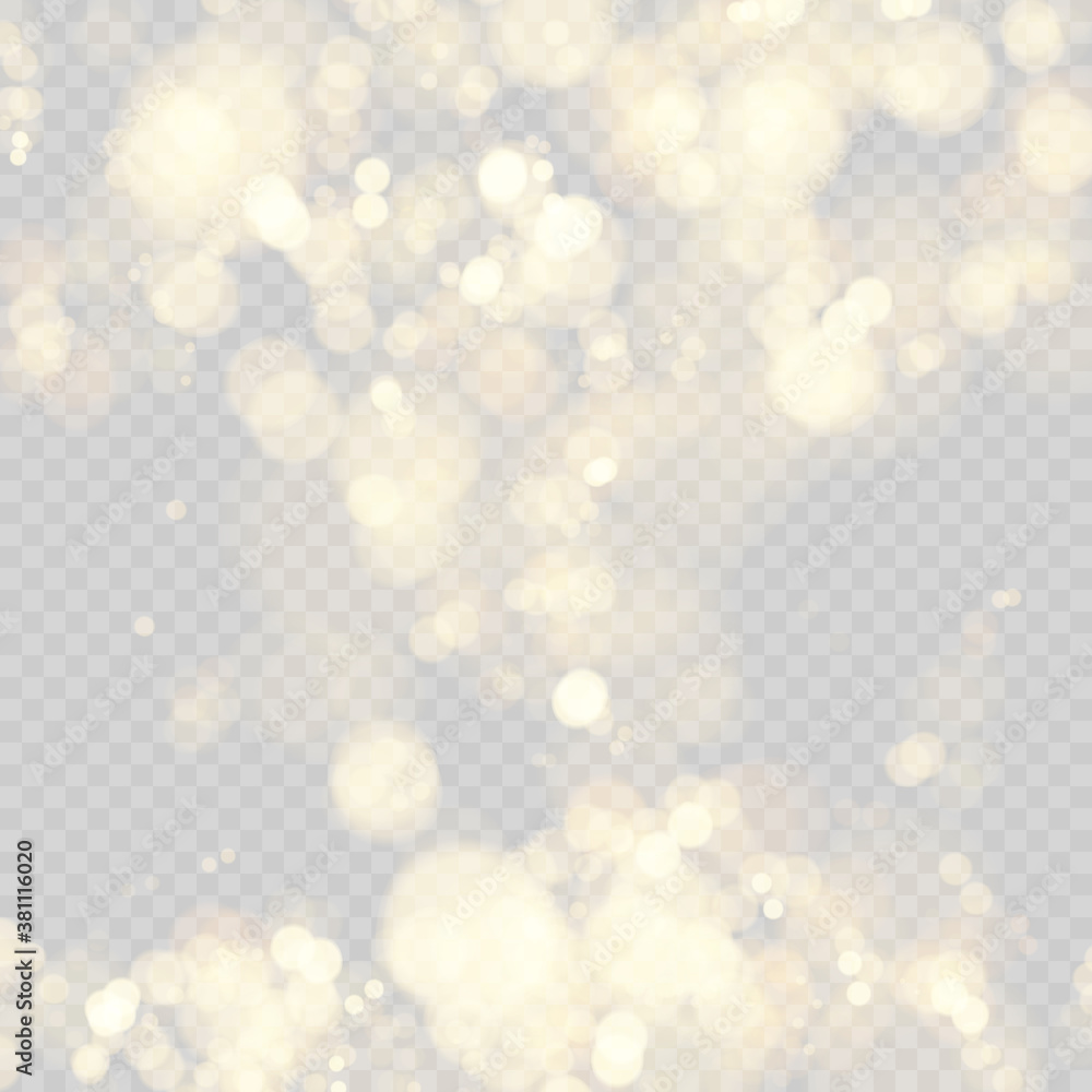 Poster festive background with defocused lights. effect of bokeh circles. christmas glowing warm golden gli
