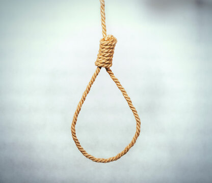 Executioner's knot, noose, rope on a white background