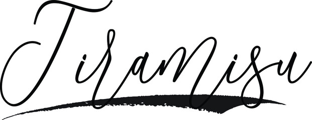 Tiramisu Calligraphy White Color Text On Black Background