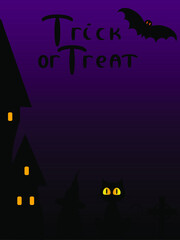 Halloween poster with title Trick or treat for thematic invitations, party, commercial. 