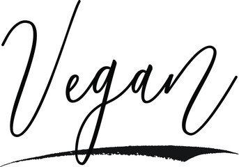 Vegan Cursive Calligraphy White Color Text On Black Background