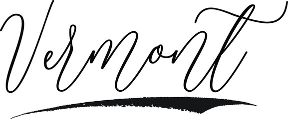 Vermont Cursive Calligraphy White Color Text On Black Background