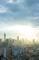 Fototapeta premium Skyscraper day concept: Bangkok city and sky sunset background