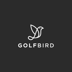 bird with golf logo design vector silhouette illustration