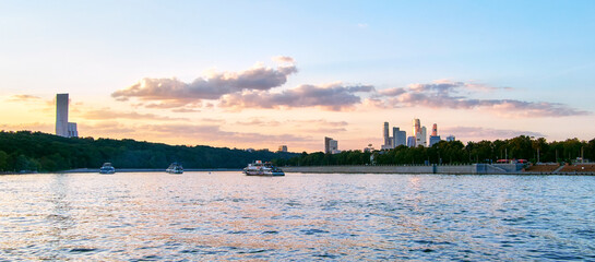 Early autumn sunset over Moscow river