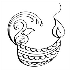 Diwali Diya Pen Ink Style Sketch Greeting, Festival Of Light, Symbolic Victory Of Light Over Darkness, Good Over Evil