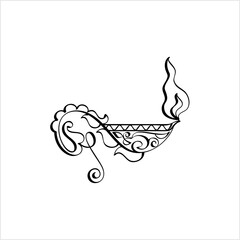 Diwali Diya Pen Ink Style Sketch Greeting, Festival Of Light, Symbolic Victory Of Light Over Darkness, Good Over Evil