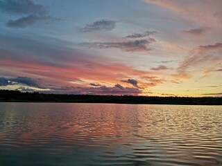 Fototapeta premium sunset over the river