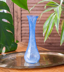 Mid century modern glass vase in modern interior