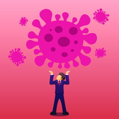 Businessman holding covid-19 corona virus, covid-19 outbreak financial of company and business