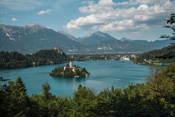 Ancient island castle in the middle of lake