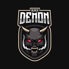 Demon mascot logo design vector with modern illustration concept style for badge, emblem and t shirt printing. Black demon illustration for e-sport team