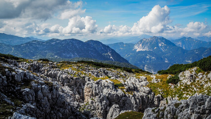 Obraz premium Salzkammergut is an Austrian region of lakes and Alpine ranges near Salzburg.