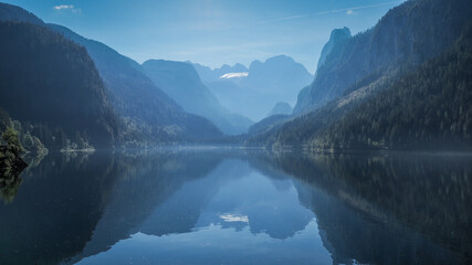 Naklejka premium Salzkammergut is an Austrian region of lakes and Alpine ranges near Salzburg.