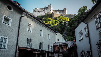 Fototapeta na wymiar Salzburg is an Austrian city on the border of Germany, with views of the Eastern Alps.