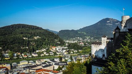 Fototapeta na wymiar Salzburg is an Austrian city on the border of Germany, with views of the Eastern Alps.