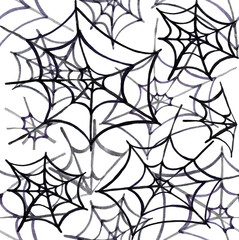 Spider web. Seamless. Pettern. Watercolor