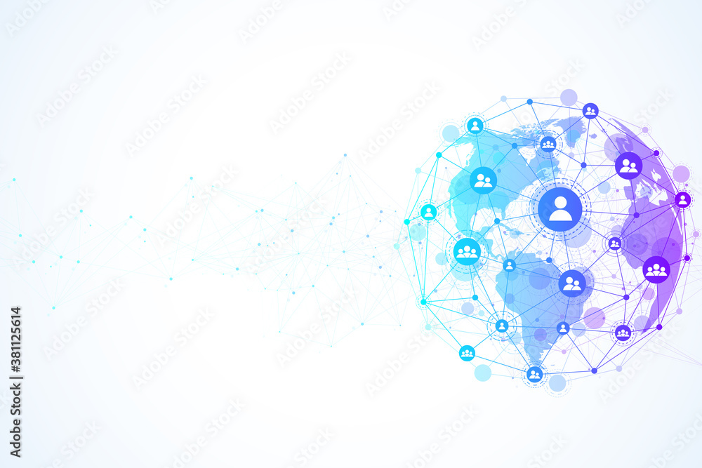 Poster Internet connection background, abstract sense of science and technology graphic design. Global network connection illustration