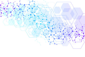 Scientific molecule background DNA double helix illustration with shallow depth of field. Mysterious wallpaper or banner with a DNA molecules. Genetics information illustration