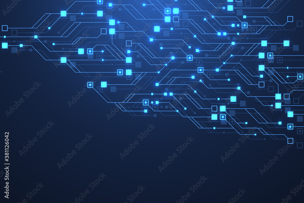 Poster technology abstract circuit board texture background. high-tech futuristic circuit board banner wall