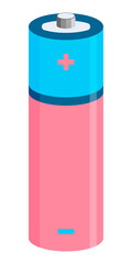 Battery electricity accumulator alkaline power energy element. Cartoon style.