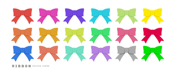 Set of ribbon icons with flat design in different colors