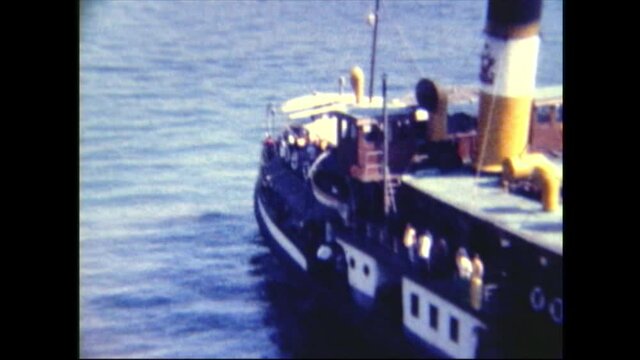 Turkey / Istanbul - 1972: Boat leaving Ortakoy boat deck	Amateur film clip from the 1970's. 