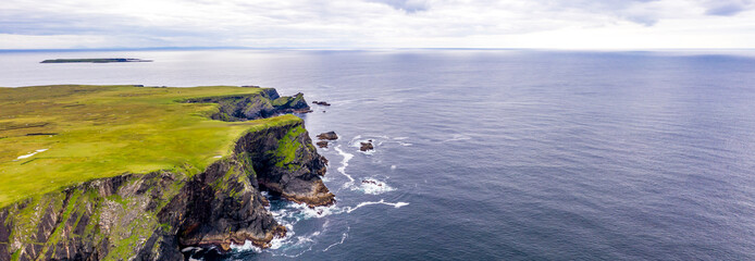 Aerial view of wild coast by Glencolumbkille in County Donegal, Irleand.
