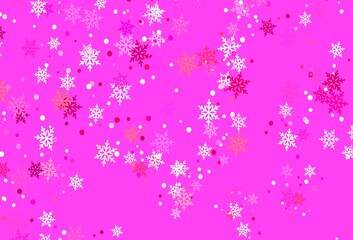 Light Pink, Yellow vector texture with colored snowflakes.