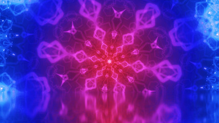 Abstract kaleidoscope background with reflection. Beautiful multicolor kaleidoscope texture. Unique kaleidoscope design.