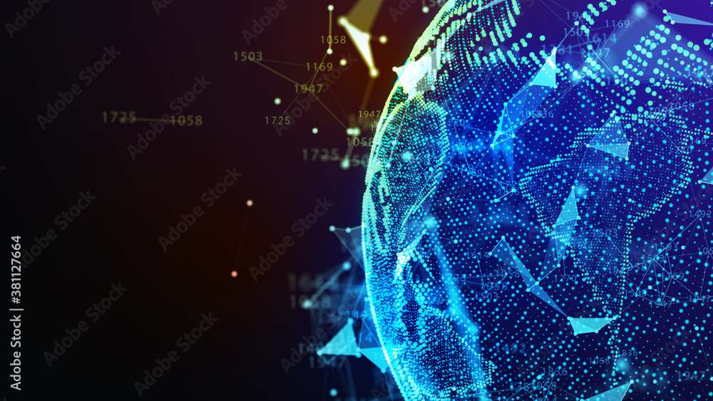 Wall mural earth globe. background with light effect. global international connectivity background. 3d illustra