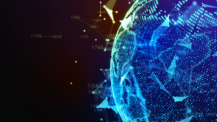 Earth Globe. Background with Light Effect. Global International Connectivity Background. 3D illustration.