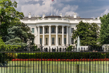 The White House in Washington DC with beautiful blue sky