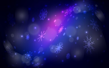 Dark Pink, Blue vector template with ice snowflakes. Glitter abstract illustration with crystals of ice. New year design for your business advert.