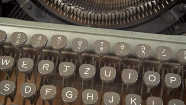 details of a beautiful old typewriter in gray color