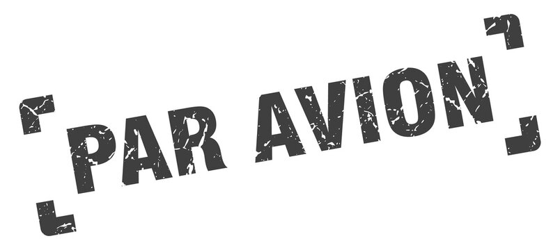 par avion stamp. square grunge sign isolated on white background