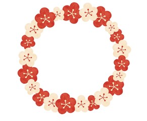 シンプルな紅白の梅の花のフレーム