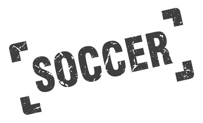 soccer stamp. square grunge sign isolated on white background