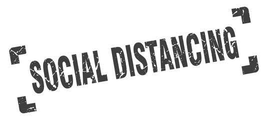 social distancing stamp. square grunge sign isolated on white background