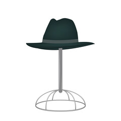 Elegant hat on a metal stand - vector. Fashion.