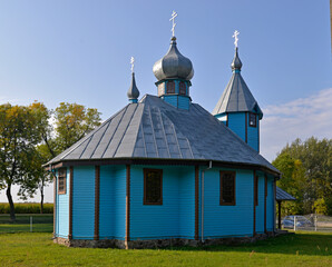 wooden temple built in 2005 Orthodox church dedicated to the icon of the Mother of God multiplier of loaves in the village ravaged in Podlasie in Poland