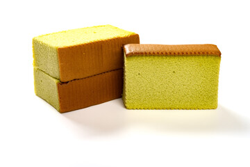 matcha flavor cakes on a white background