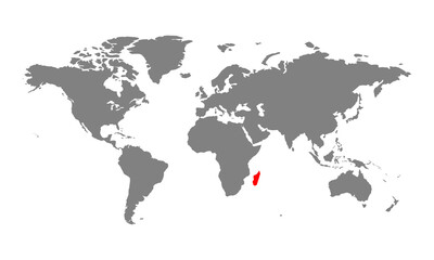 Fototapeta na wymiar Madagascar map. Isolated world map. Isolated on white background. Vector illustration.